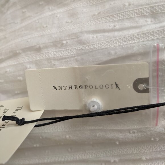 ANTHROPOLOGIE Ebba White Eyelet Midi Peasant Dress with Button Front - Picture 10 of 10